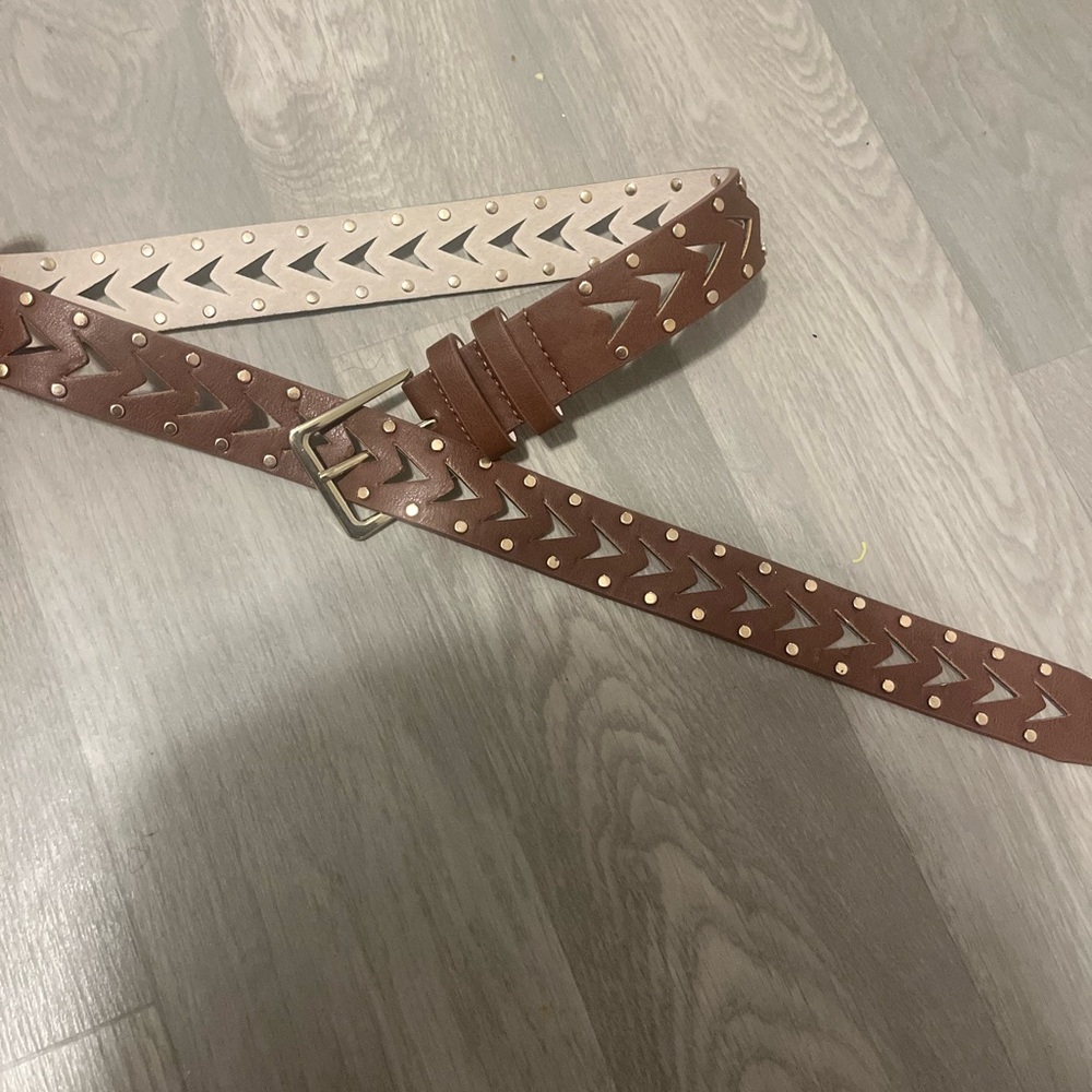 Brown Studded Leather Belt‎